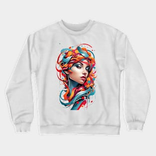 Women with Flowers in Her Hair: Blooming Beauty - Colorful Crewneck Sweatshirt